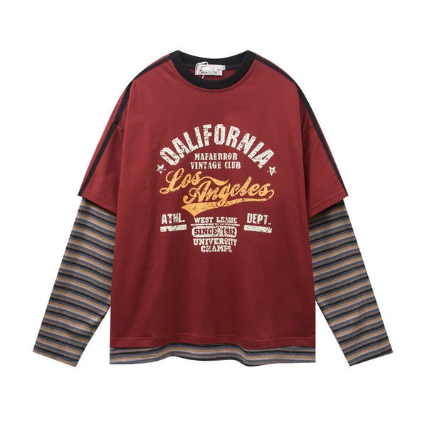 STREETWEAR-SHIRT MIT STREIFENKRAFTPATCHWORK