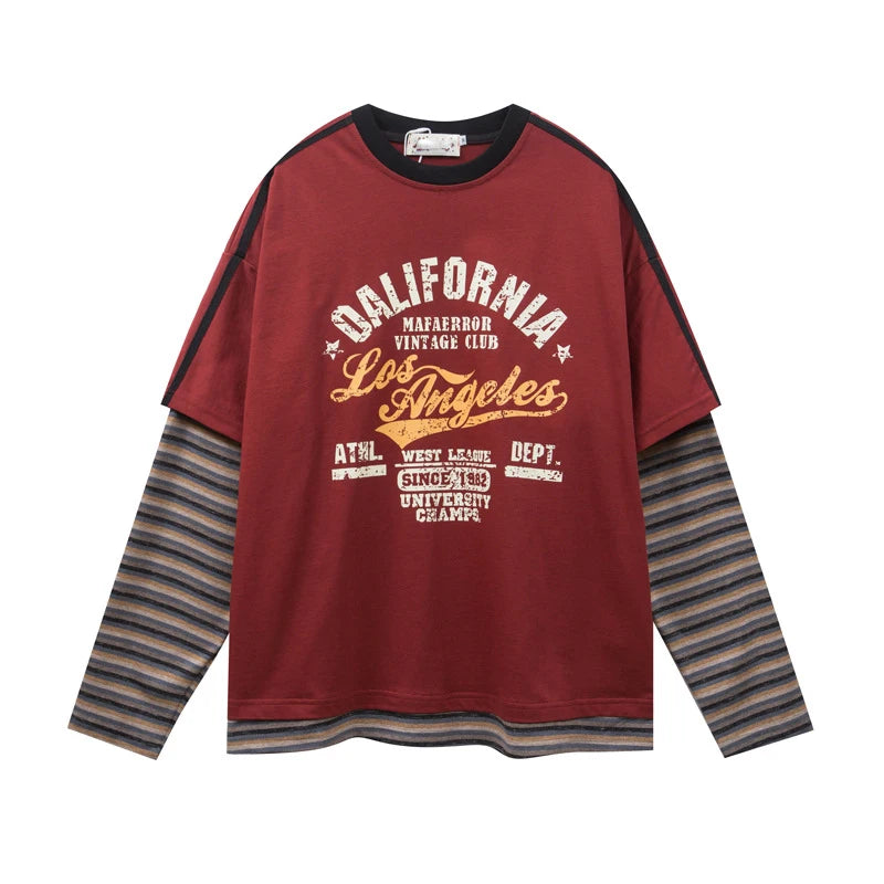 STREETWEAR-SHIRT MIT STREIFENKRAFTPATCHWORK