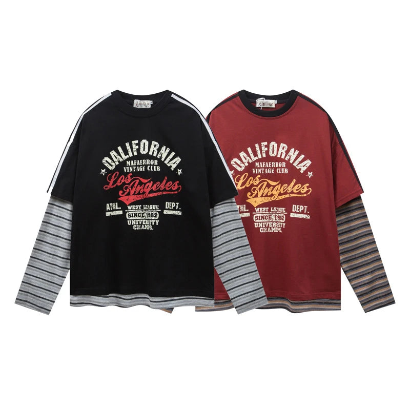 STREETWEAR-SHIRT MIT STREIFENKRAFTPATCHWORK