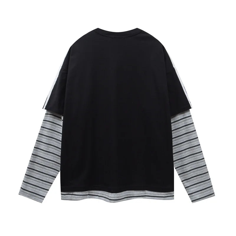 STREETWEAR-SHIRT MIT STREIFENKRAFTPATCHWORK