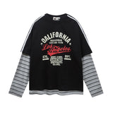 STREETWEAR-SHIRT MIT STREIFENKRAFTPATCHWORK
