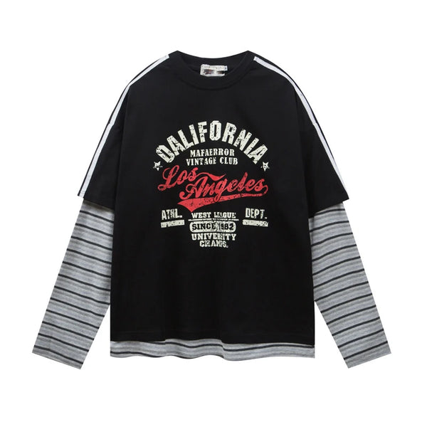 STREETWEAR-SHIRT MIT STREIFENKRAFTPATCHWORK