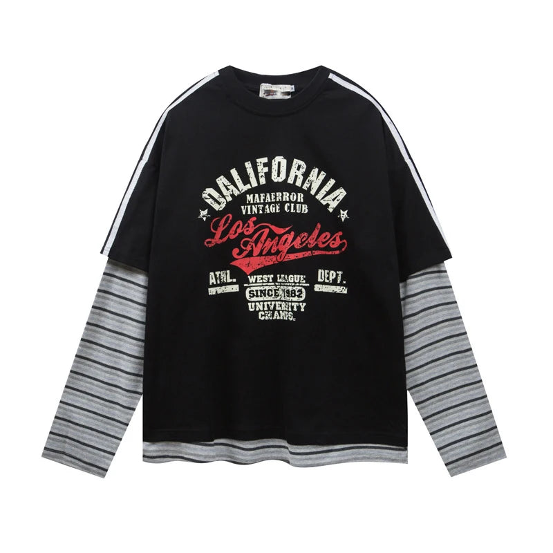 STREETWEAR-SHIRT MIT STREIFENKRAFTPATCHWORK