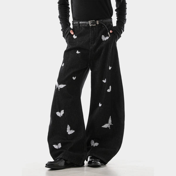 DER MARIPOSA-STICKEREI-DENIM
