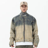 DIE STREETWEAR-JACKE AUS DISTRESSED-DENIM MIT REISSVERSCHLUSS