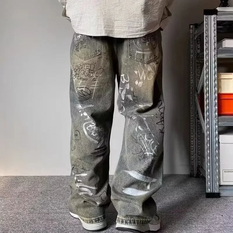 Y2K GRAFFITI BAGGY DENIM JEANS